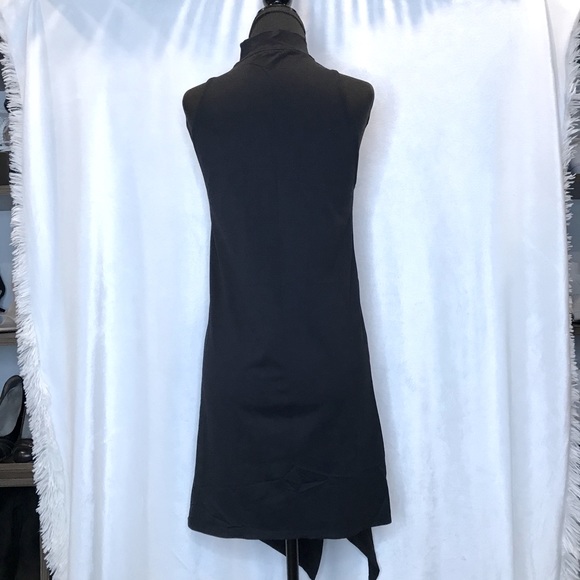 ZARA Trafaluc Collection Mock Neck Sleeveless Asymmetric Slit Black Dress S - Picture 3 of 7